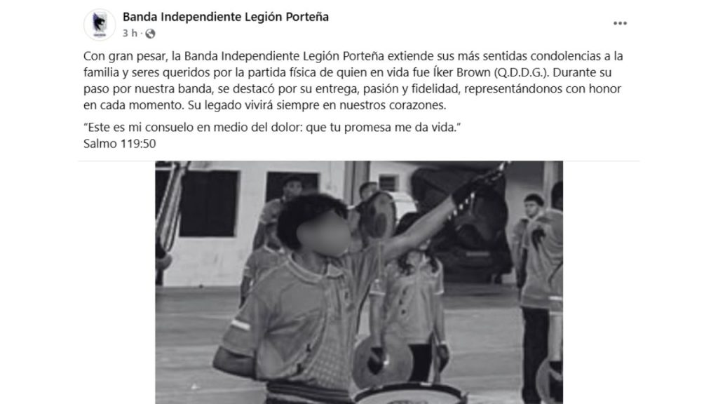 Captura de pantalla de la publicación