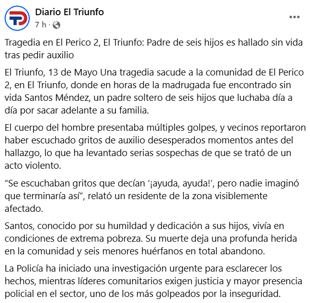 Captura de pantalla de la publicación