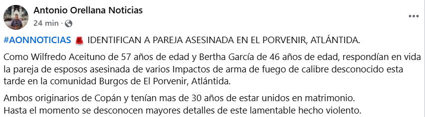 Captura de pantalla de la publicación