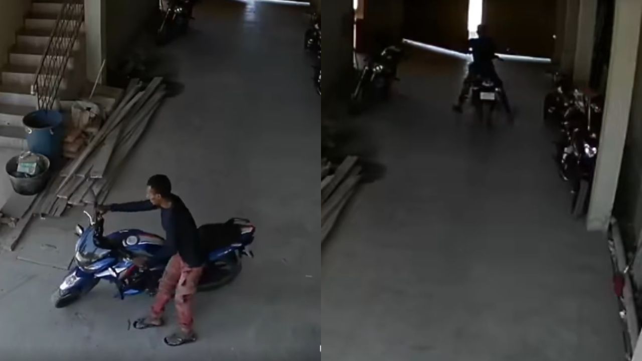 Graban a delincuente robando motocicleta de un comercio en Olancho