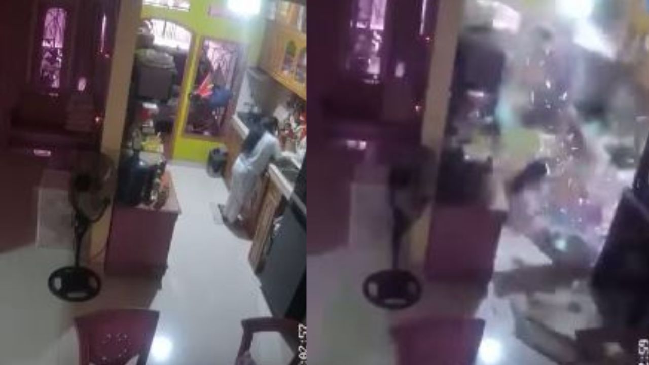 VIDEO: cilindro de gas explota cuando mujer lavaba platos