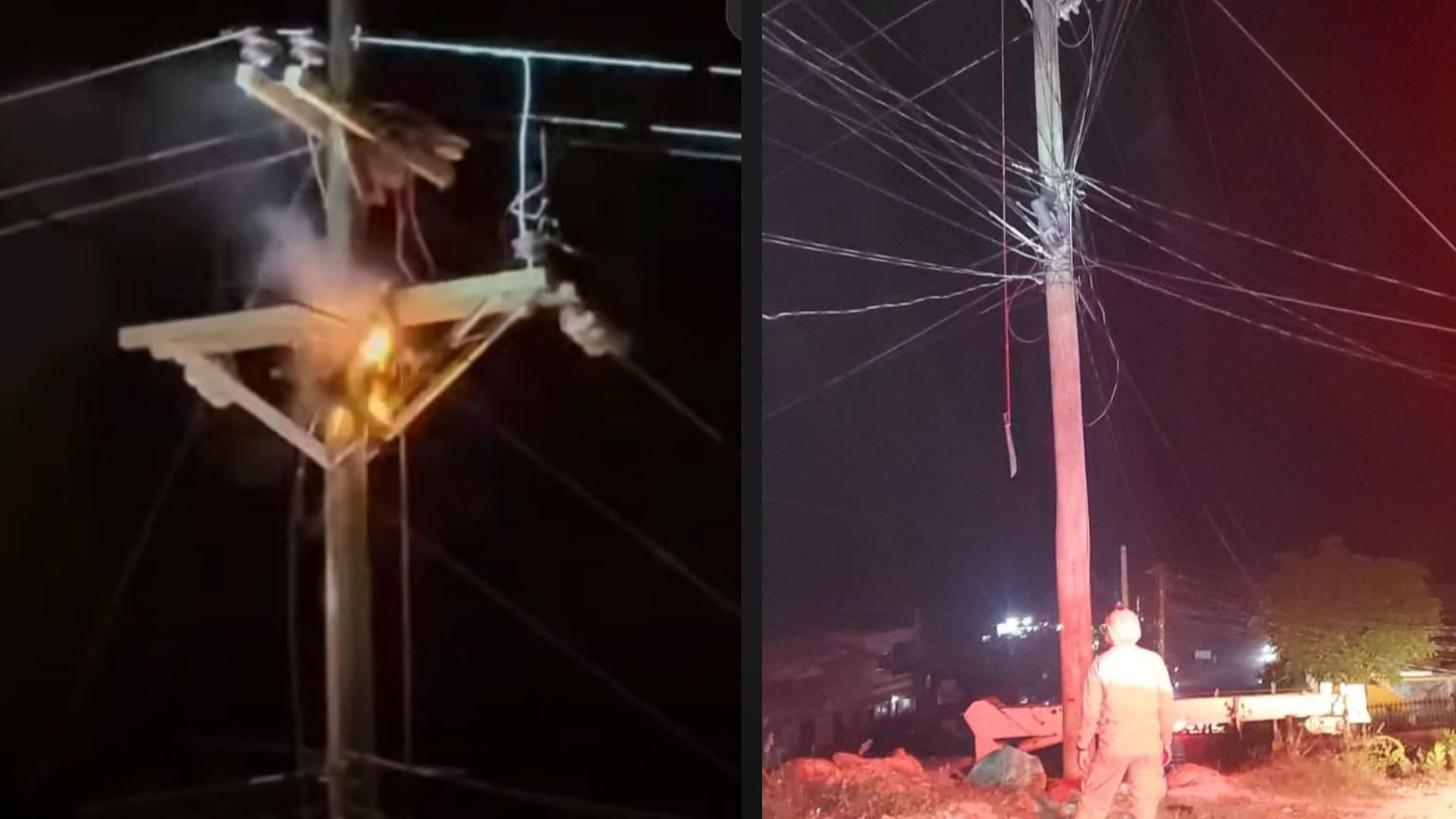 Imagen de VIDEO: Hondureño se prende en fuego al subir a poste eléctrico para atrapar loros