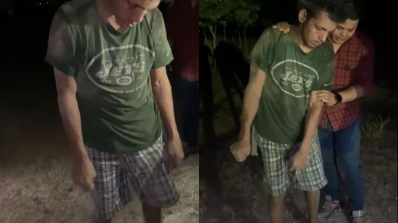 Ni el susto le quitó lo 'bolo': graban a motociclista tambaleándose tras sufrir accidente