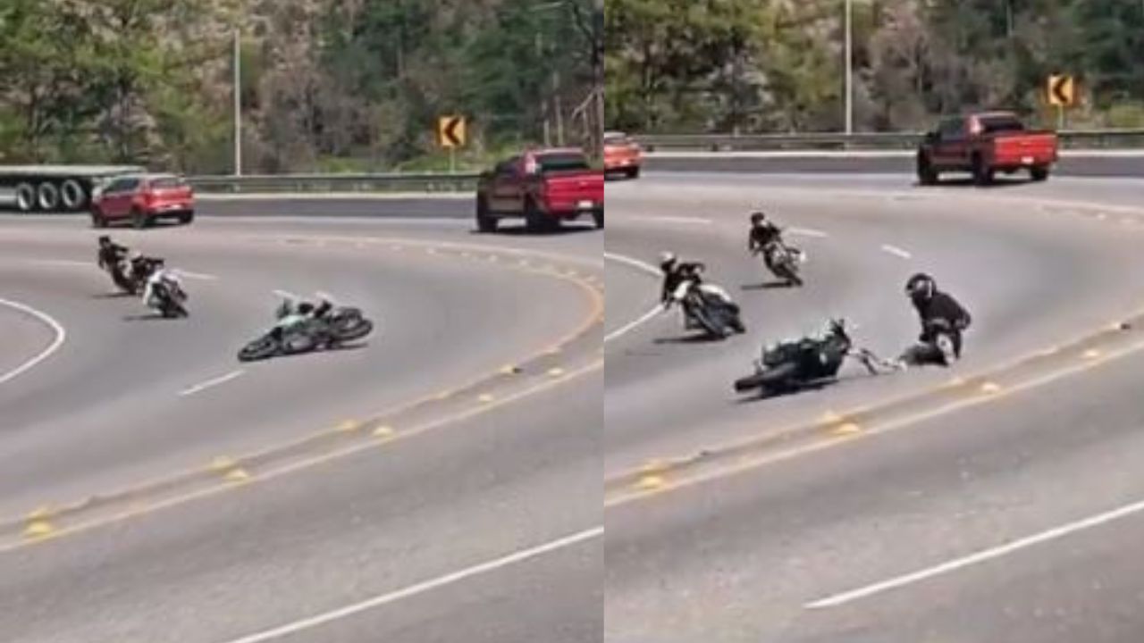 Captan cuando motociclista pierde el control en plena curva en la CA-5