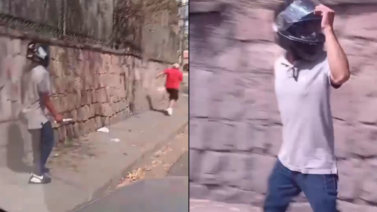 Graban a motociclista intentando apuñalar a mototaxista en Comayagüela