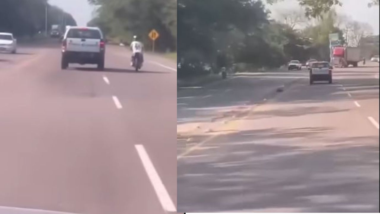 Cámara capta cómo motociclista arriesga su vida al huir de patrulla en CA-5