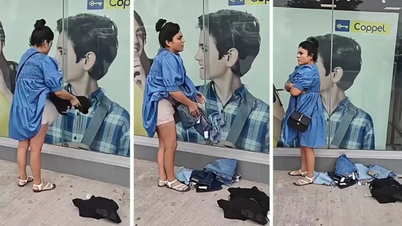 Mujer entra 'esbelta' a tienda y sale 'embarazada' con varias prendas de ropa