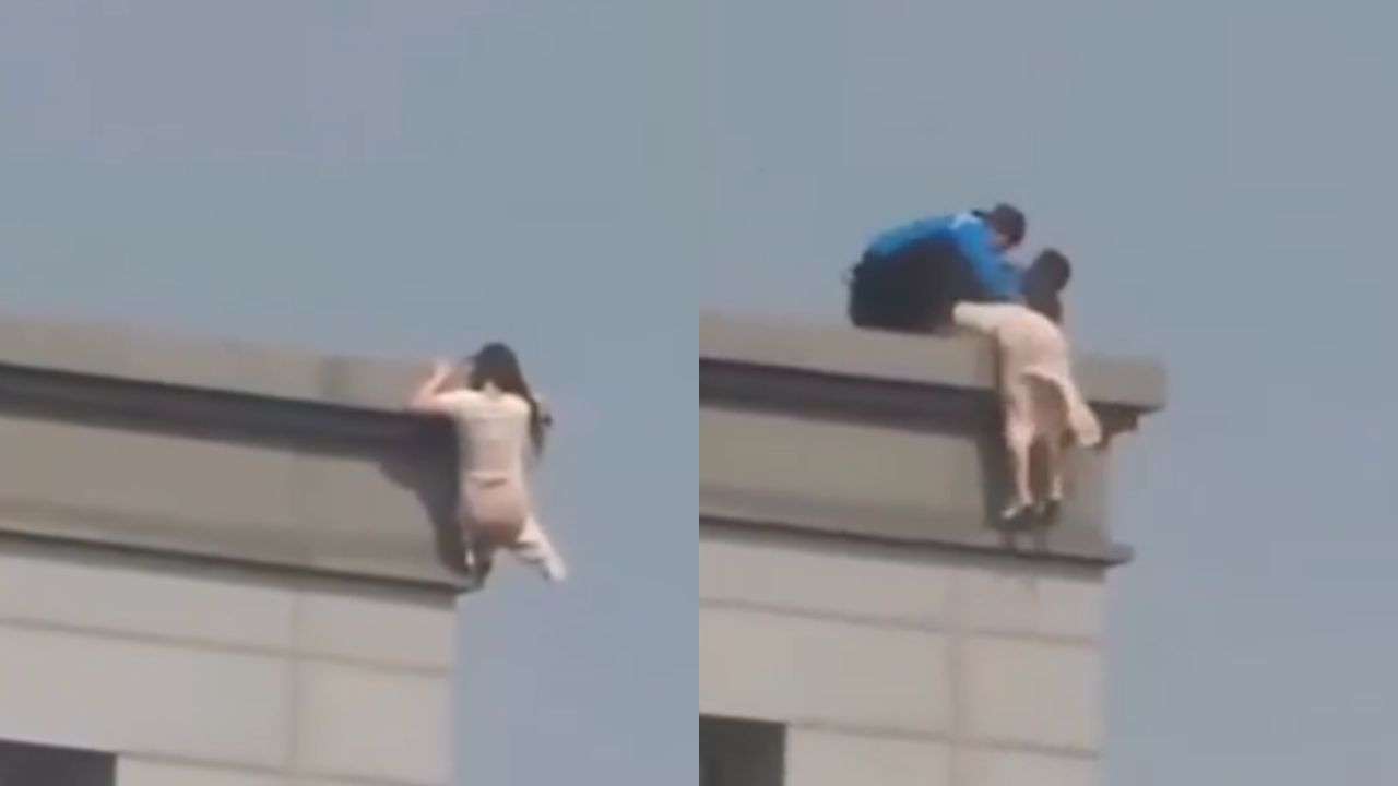Vídeo: Así fue rescate de joven que quiso lanzarse del piso 20 de un edificio