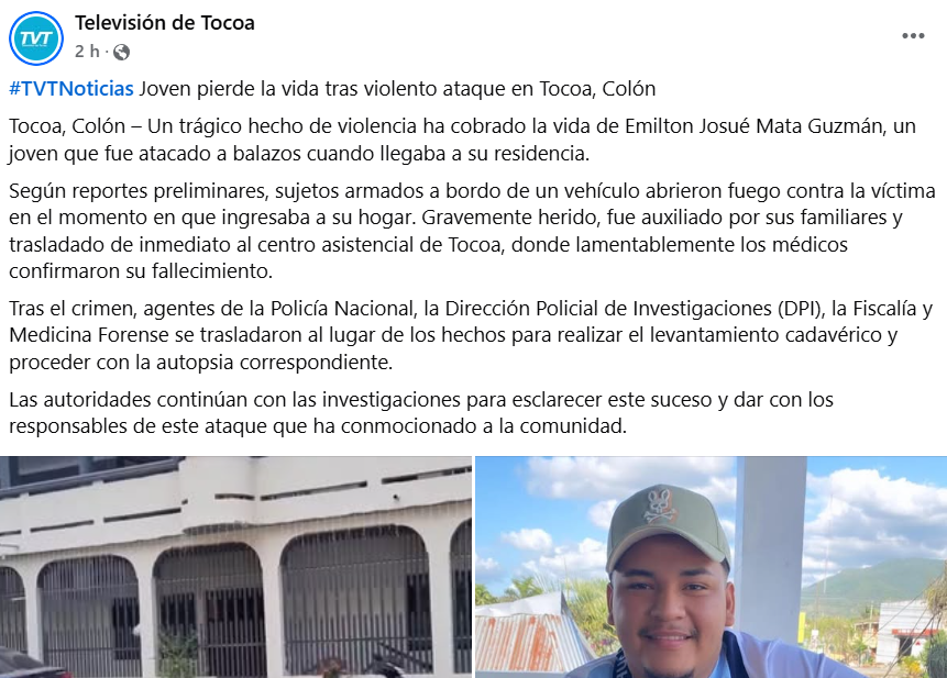 Captura de pantalla de la publicación