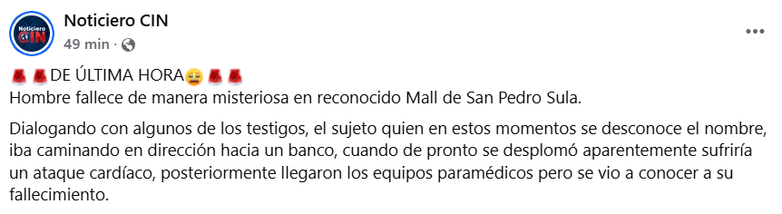 Captura de pantalla de la publicación