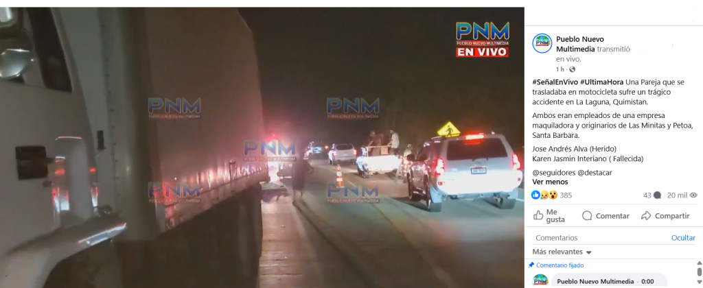 Captura de pantalla de la publicación