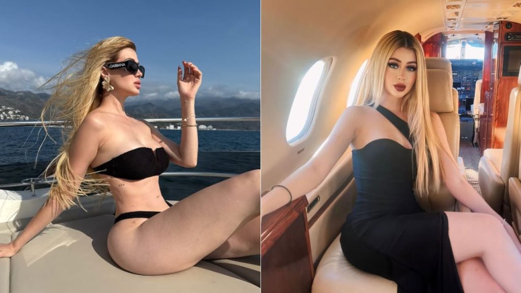 Dos fotografías de la joven