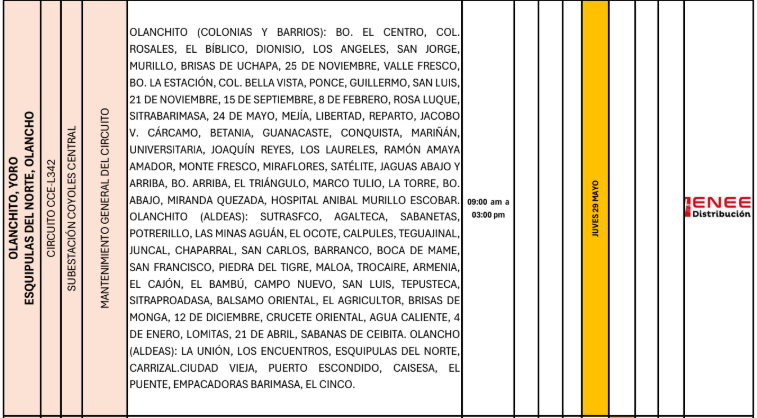 Lista de colonias que no tendrán luz pasado mañana