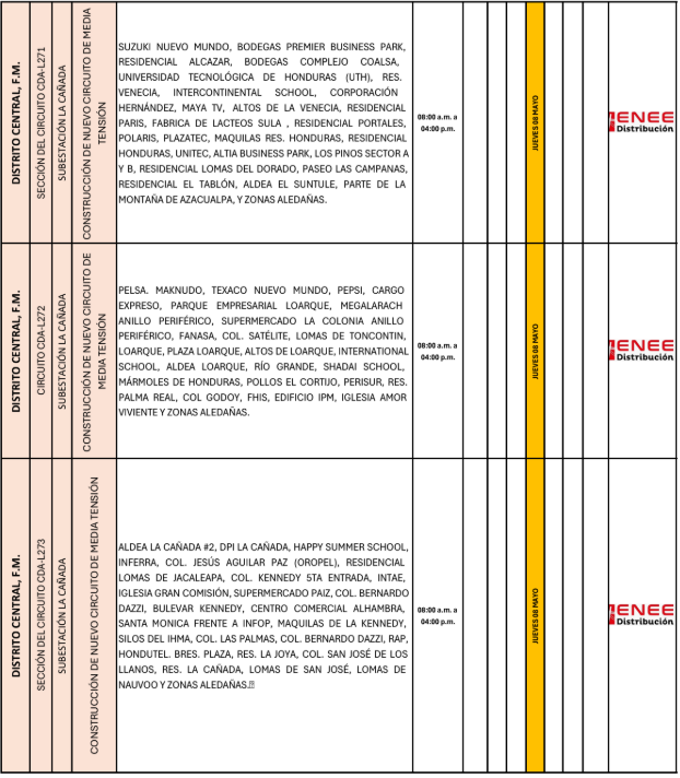 Lista de colonias que no tendrán luz pasado mañana