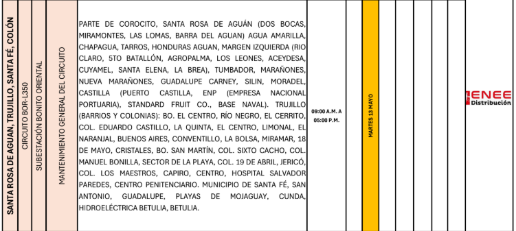 Lista de colonias que no tendrán luz pasado mañana