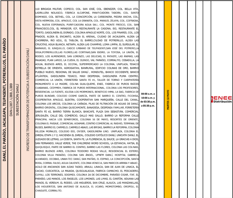 Lista de colonias que no tendrán luz pasado mañana