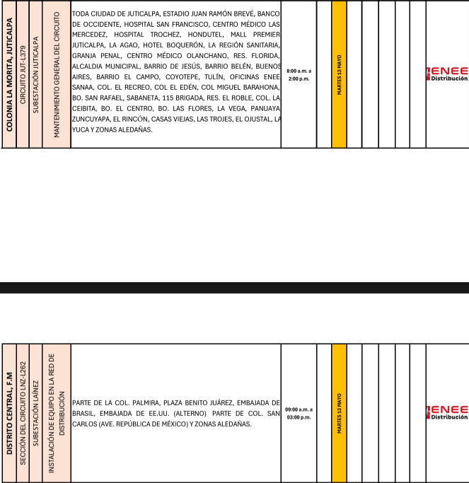 Lista de colonias que no tendrán luz pasado mañana