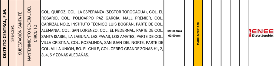 Lista de colonias que no tendrán luz pasado mañana