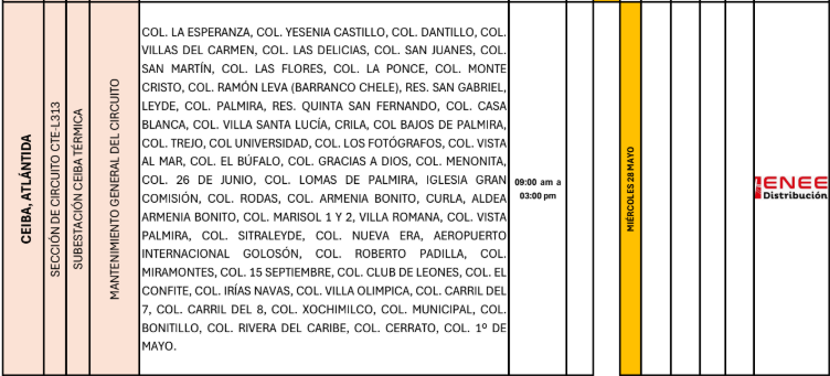 Lista de colonias que no tendrán luz pasado mañana