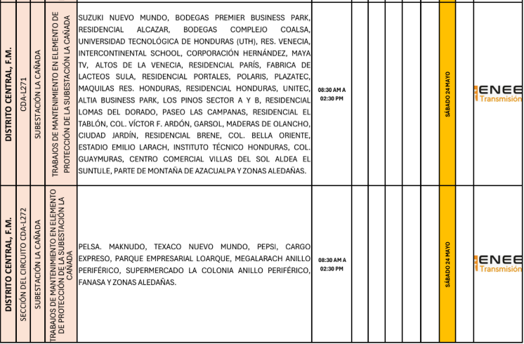 Lista de colonias que no tendrán luz pasado mañana