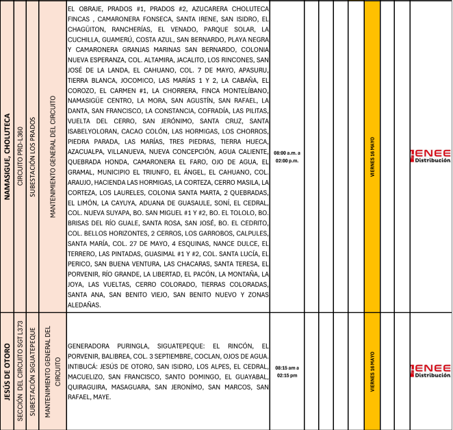 Lista de colonias que no tendrán luz pasado mañana