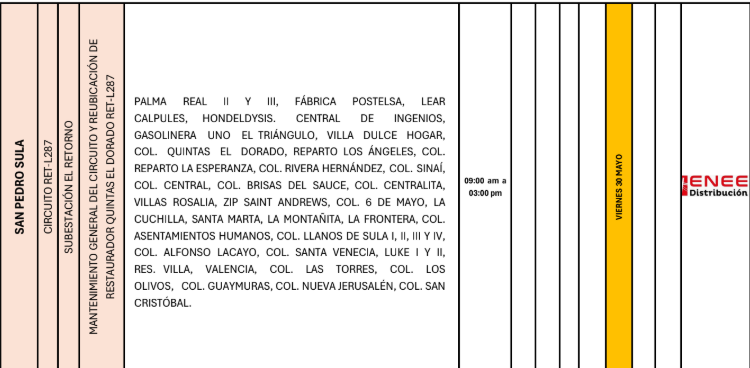 Lista de colonias que no tendrán luz pasado mañana
