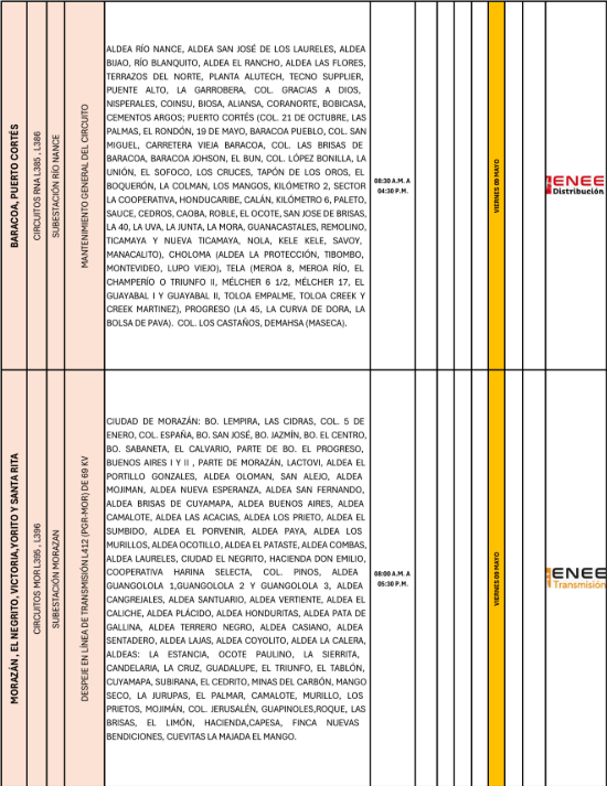 Lista de colonias que no tendrán luz pasado mañana
