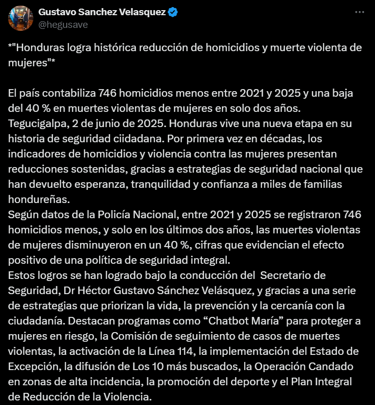 Captura de pantalla de la publicación