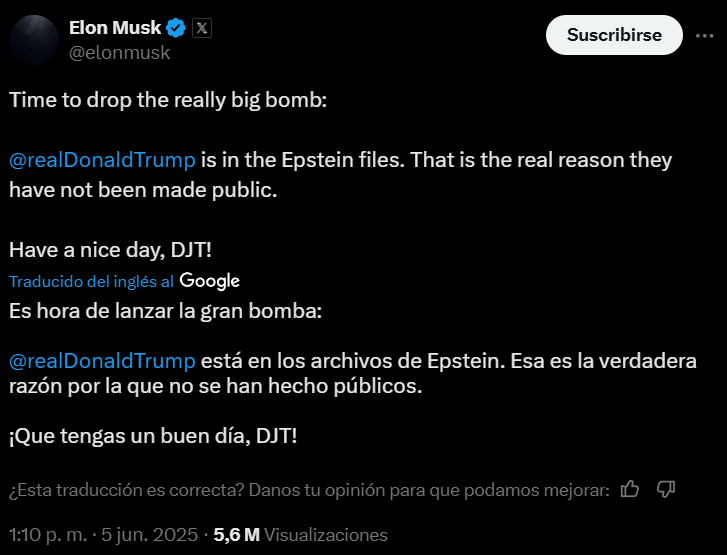 Captura de pantalla de la publicación