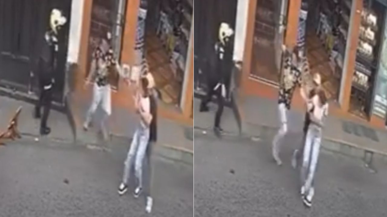 '¡Suéltala!': captan cuando hombre apuñala a su pareja en la calle tras retener a su hija