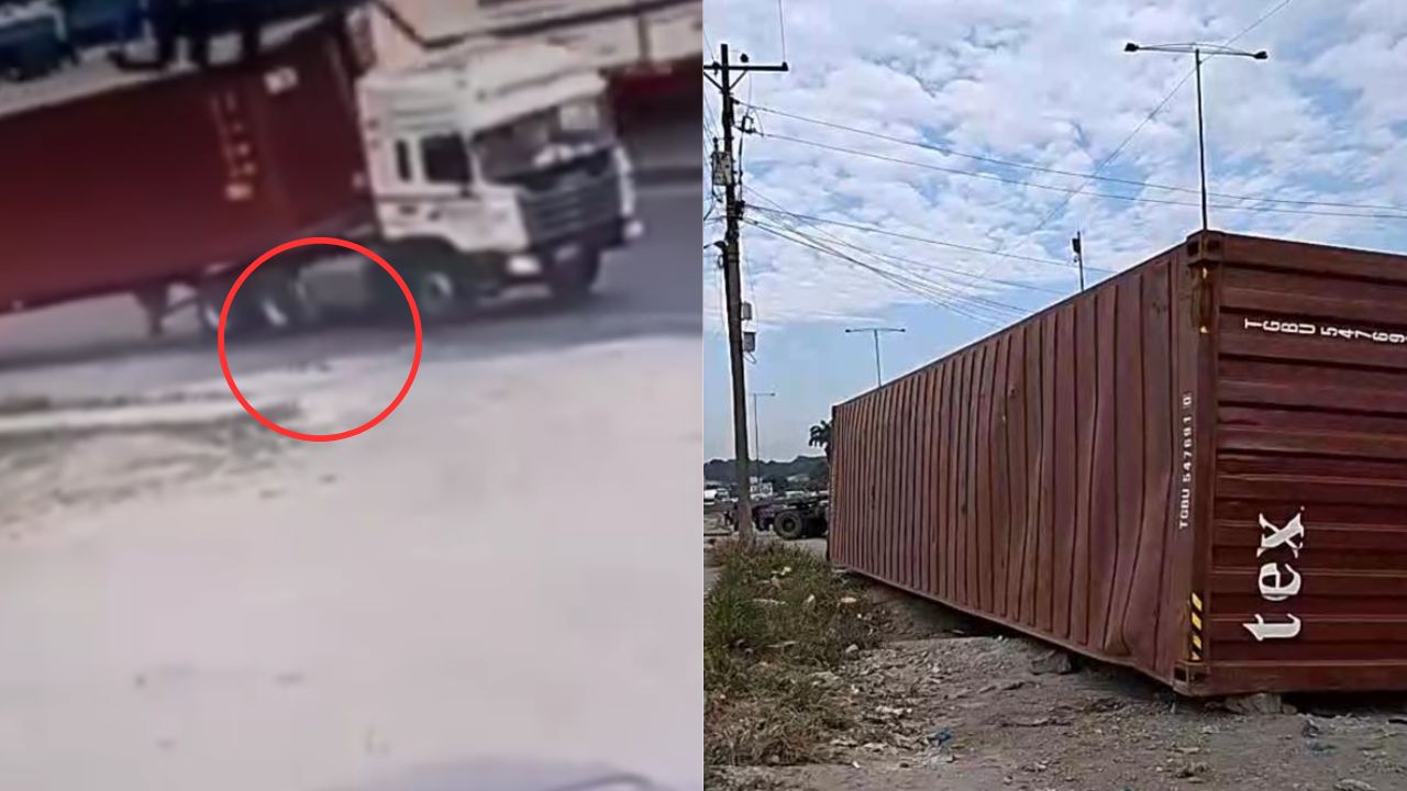 Imágenes sensibles: Mujer es aplastada por tráiler que volcó en carretera