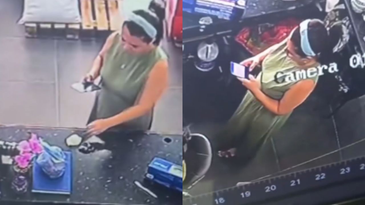 Graban a mujer que presuntamente roba ventiladores haciéndose pasar como cliente