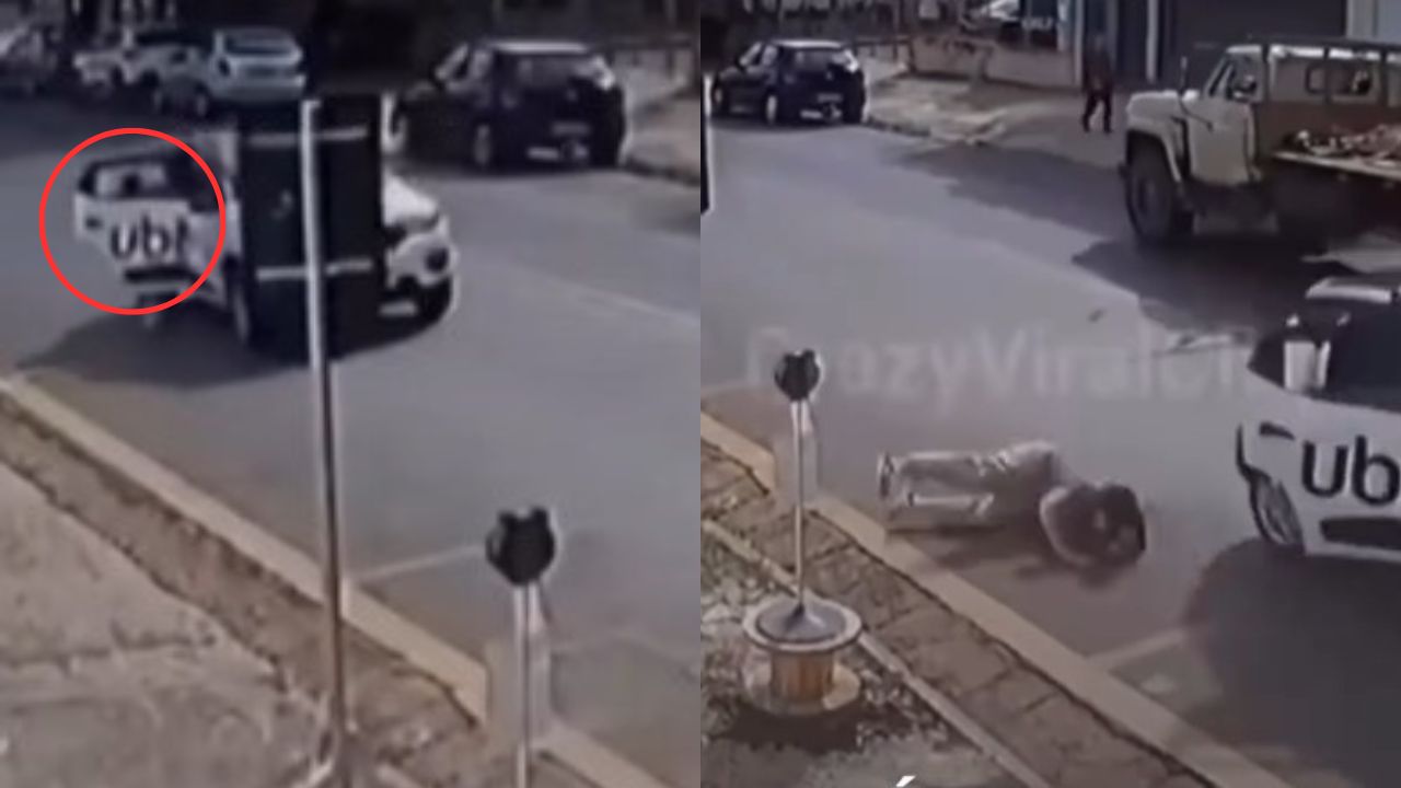 Vídeo: Mujer se lanza de taxi en movimiento por este insólito motivo