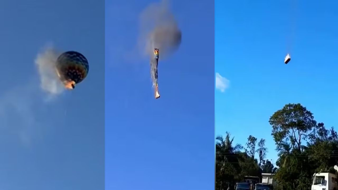 Así fue el momento en que se incendió un globo aerostático que dejó ocho muertos