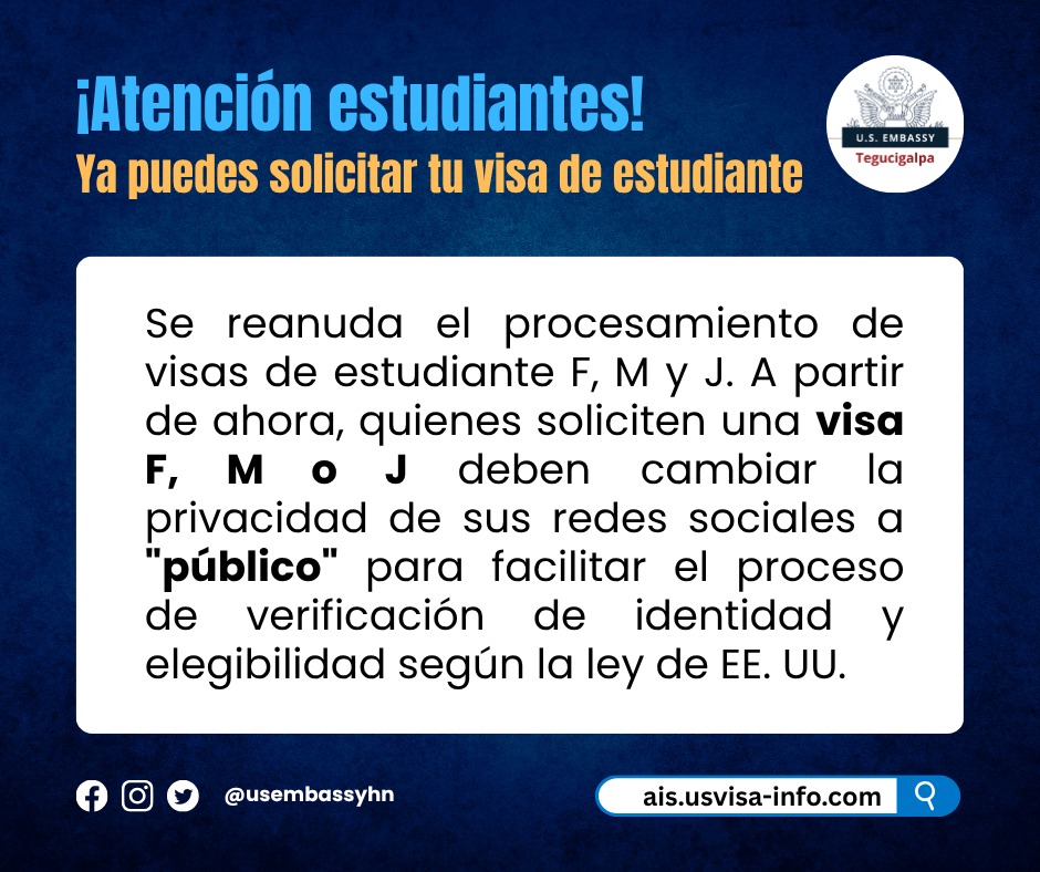 Publicación embajada de Estados Unidos.
