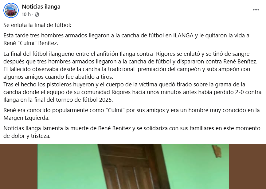 Captura de pantalla de la publicación