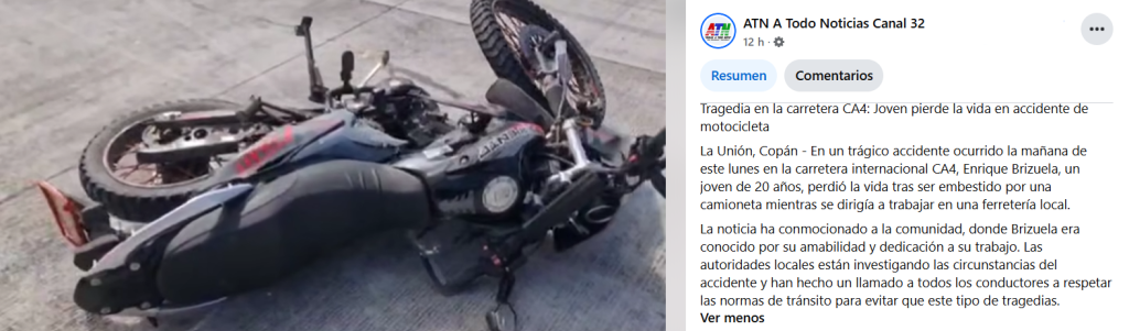 Captura de pantalla de la publicación