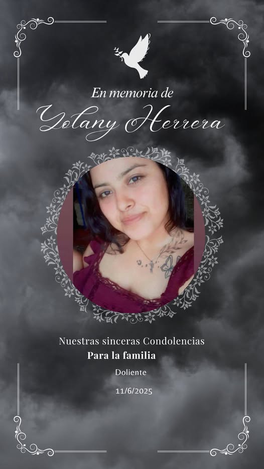 Comunicado de pesar por la muerte de Yolany Herrera Reyes.