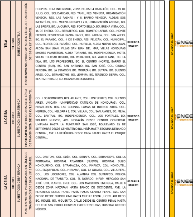 Lista de colonias que no tendrán luz pasado mañana
