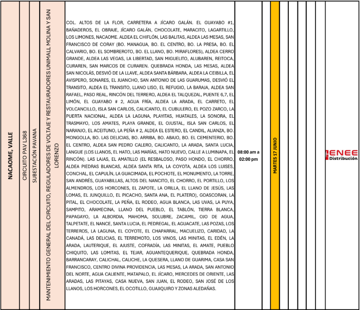 Lista de colonias que no tendrán luz pasado mañana