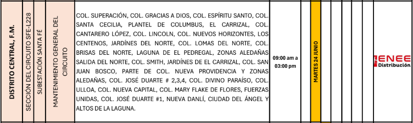 Lista de colonias que no tendrán luz pasado mañana
