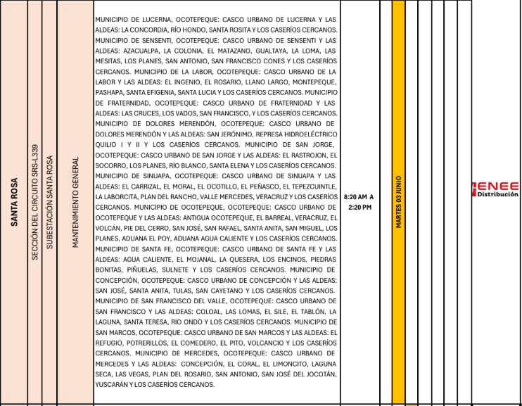 Lista de colonias que no tendrán luz pasado mañana