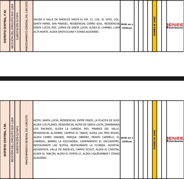 Lista de colonias que no tendrán luz pasado mañana