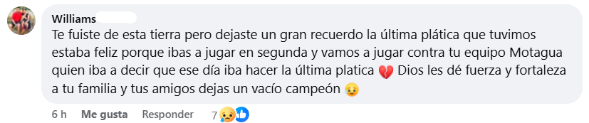 Captura de pantalla del comentario