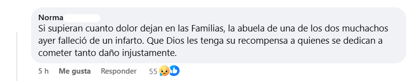 Captura de pantalla del comentario