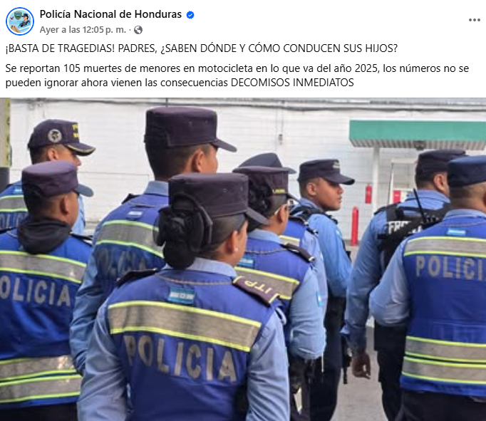 Captura de pantalla de la publicación