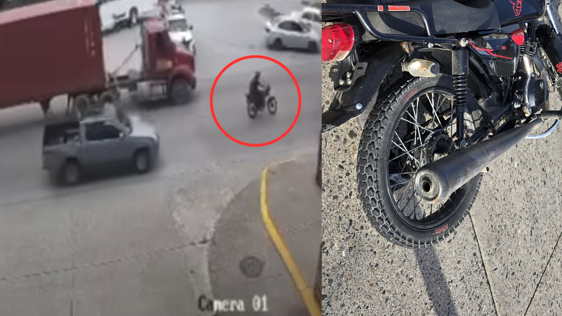 Video capta muerte de joven que cayó de su moto al pasar una rastra en Choloma