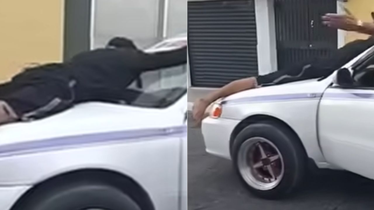 'Perro, ayudame': graban cuando hondureño se lanza sobre taxi tras ser tiroteado