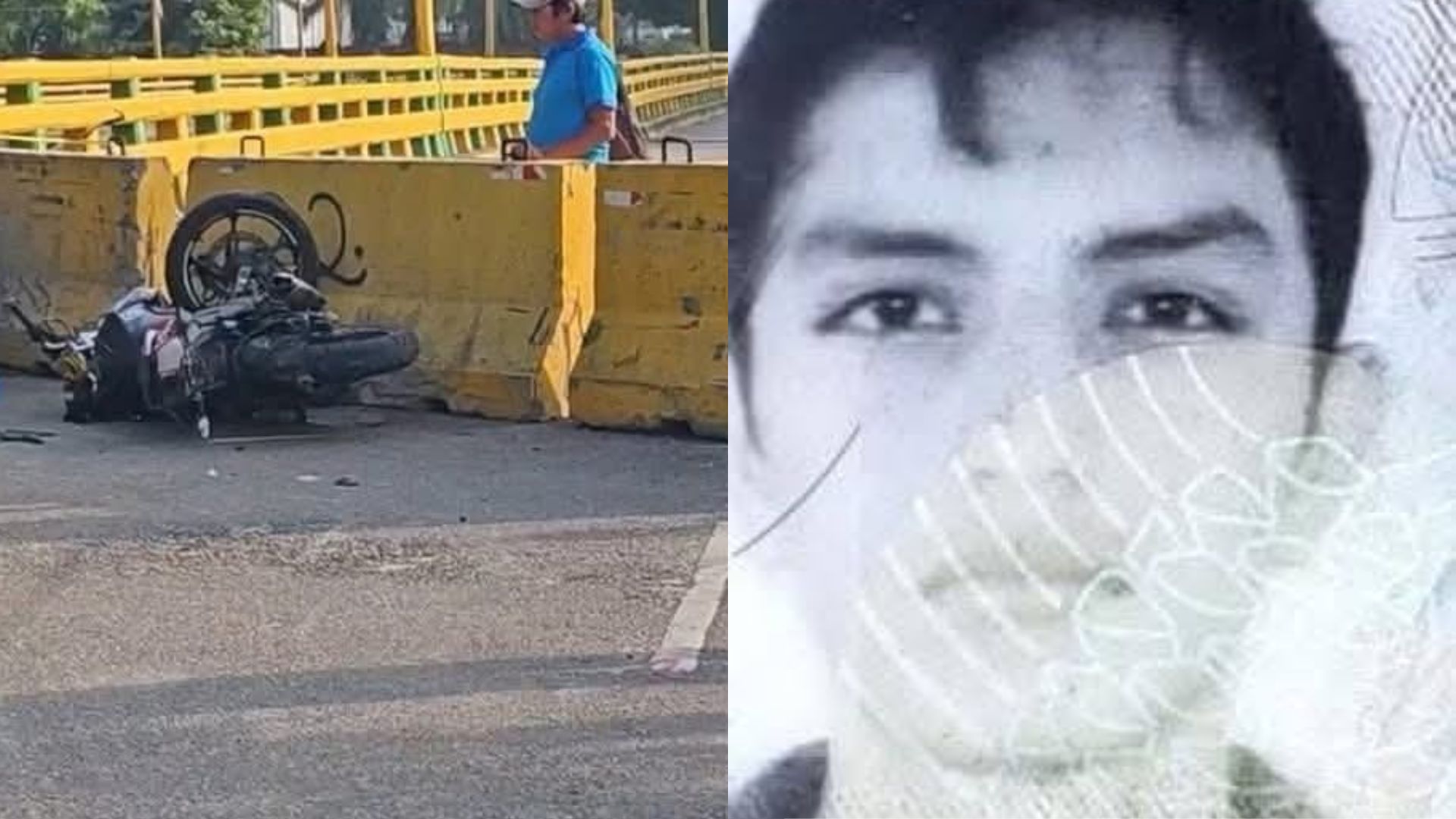 Imagen de Muere motociclista al chocar con puente en reparación; ladrones saquean sus pertenencias