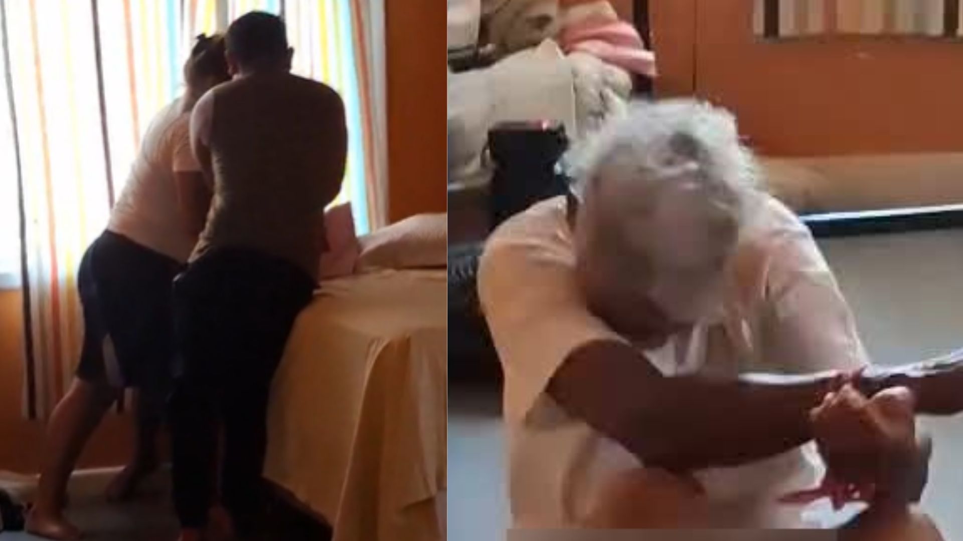 VIDEO: Hondureña golpea a señor tras encontrarlo en un cuarto con su hija de 13 años